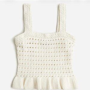 J. Crew Crochet Ruffle Sweater Tank Top Size Large Boho Festival Feminine